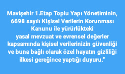 Mavişehir 1.Etap Toplu Yapı Yönetiminin, 6698 sayılı Kişisel Verilerin Korunması Kanunu